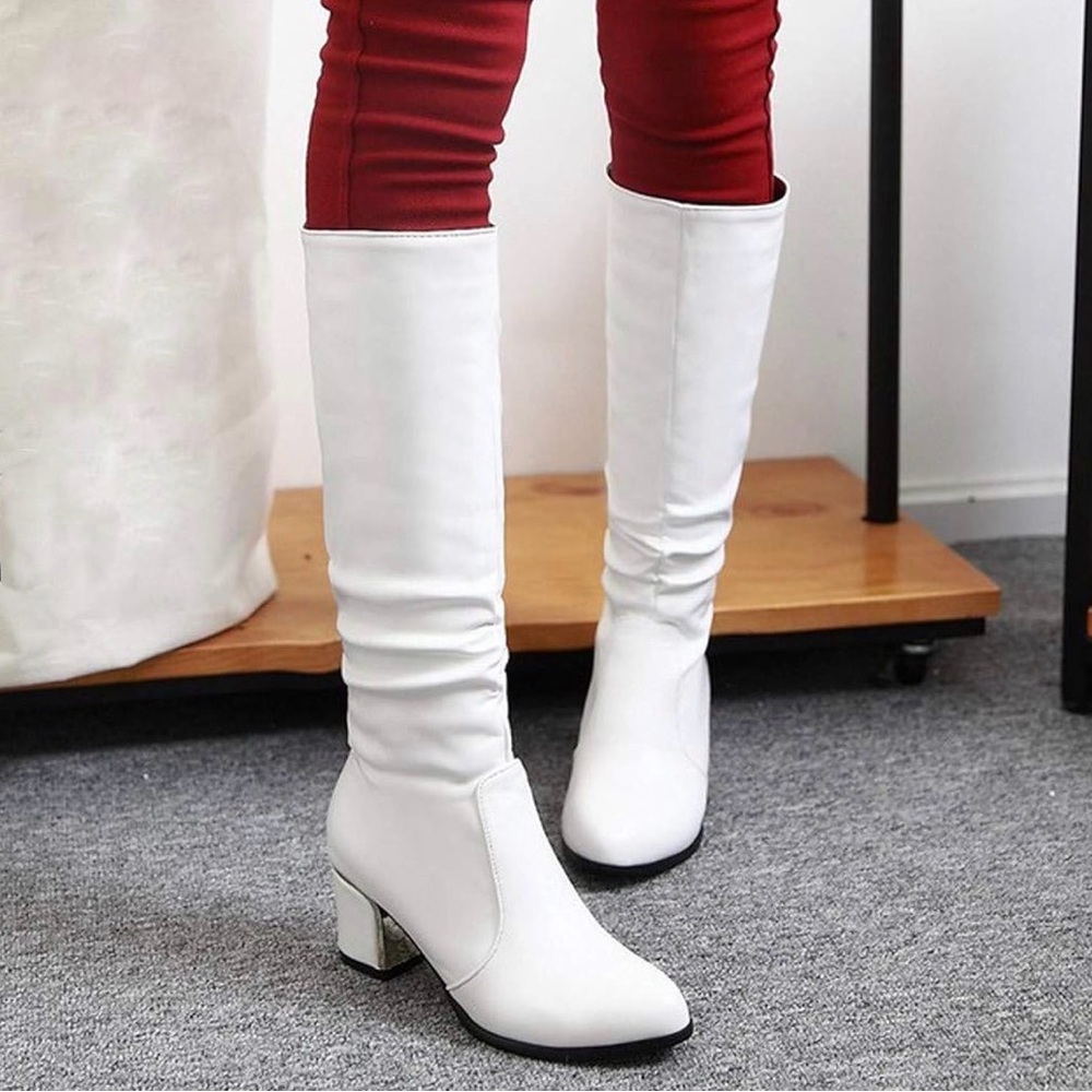 Dream Paris White MidLeg Boots -Size US 7 / EUR 38 / UK 5